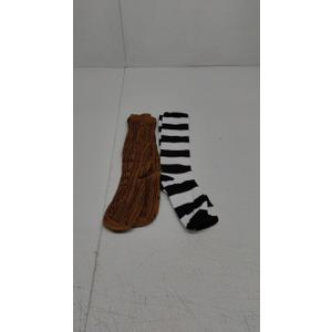 2 Pair Pirate Costume Accessories Wood Grain Pattern and Stripes Peg Leg Socks for Adults Halloween Cosplay Party (Brown,white.black)