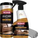 Weiman Leather Cleaner & Conditioner Care Kit | Restores Leather Surfaces | Ultra Violet Protectants Help Prevent Cracking or Fading of Leather Furniture, Car Seats, Shoes
