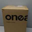 Oneach 19.5" Small Table Lamps Set of 2, Pull Chain Switch Bedside Metal Table Lamps, Modern Nightstand Lamp with Linen Shade, Rustic Lamp for Living Room, Bedroom, Home Office, Nursery (Wood Grain-2Pack)