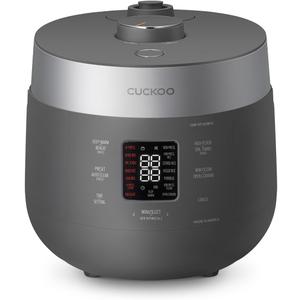 CUCKOO Twin Pressure Rice Cooker 10-Cup Uncooked / 20-Cup Cooked with Nonstick Inner Pot, Large Rice Maker & Warmer with 16 Menu Options, Open Cooking Mode, Voice Guide, Gray (CRP-ST1009FG)