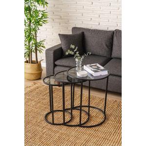 Alya Nesting Table 3 Sets of Decorative Side Table with Smoked Glass