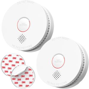 SITERLINK Smoke Detectors, Replaceable Battery Included Smoke Alarms with 10 Hours Silence Button, Photoelectric Sensor Smoke Detector, Fire Detectors for Home,ETL-9th Listed, GS509A 2-Pack