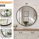 22 Inch Round Bathroom Mirror, 2 Pack Black Metal Framed Circle Wall Mirror for Over Sink, Modern Vanity Mirror for Bathroom with Tempered Glass