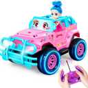 Remote Control Car RC Truck with DIY Stickers and Doll, 1:20 Scale Remote Control Monster Truck, 2.4Ghz LED Light Off-Road Racing Cars, for Kids Boys Girls 6 7 8 9 10 Years Old (Pink)