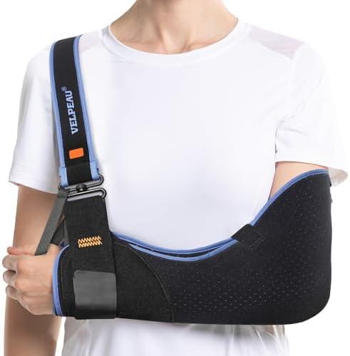 VELPEAU Arm Sling Shoulder Immobilizer for Women and Men, fit Left or Right Arm - Rotator Cuff Support Brace -Medical Sling for Shoulder, Clavicle, Elbow Injury (Comfort type, XL Bust 29.5″-33.5″)