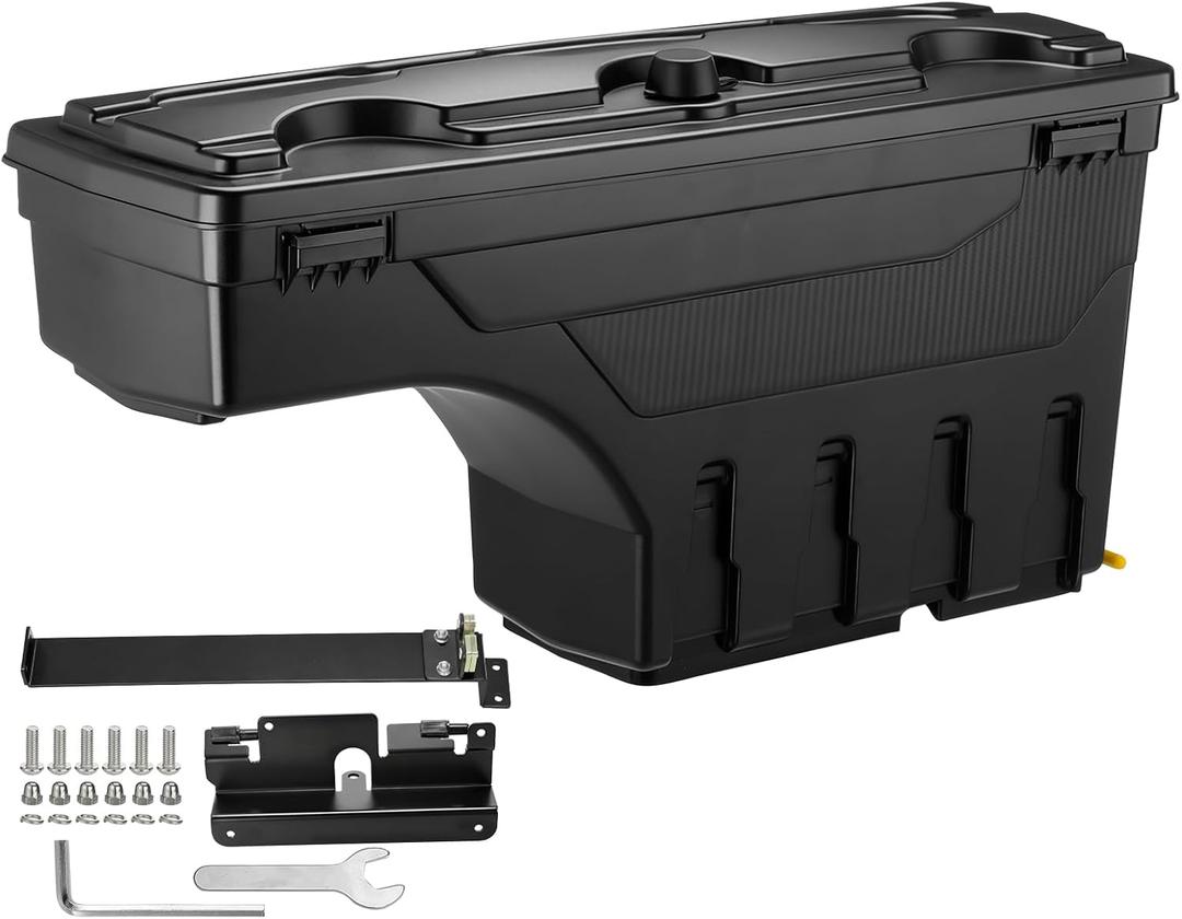 GEARLAST Truck Bed Storage Box With Password Lock For 2007-2019 Chevy/GMC Silverado/Sierra 2500/3500HD, Passenger Side,30L, Black