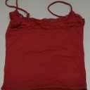 YEOREO Women Lace Cami Y2K Square Neck Double Lined Sexy Strap Tank Top Sleeveless Going Out Party Club Basic Shirt Ankela Red-S