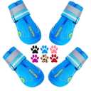 QUMY Dog Shoes Paw Protectors for Winter Snowy Day, Summer Hot Pavement, Water-Resistant in Rainy Weather, Outdoor Walking, Indoor Hardfloors Skid-Resistant Sole (8)