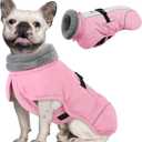 Queenmore Dog Winter Jacket, Fleece Lining Doggie Vests for Winter, Dog Coats for Medium Dogs Waterproof, Puppy Snowsuit with Leash Hole, Pink, M