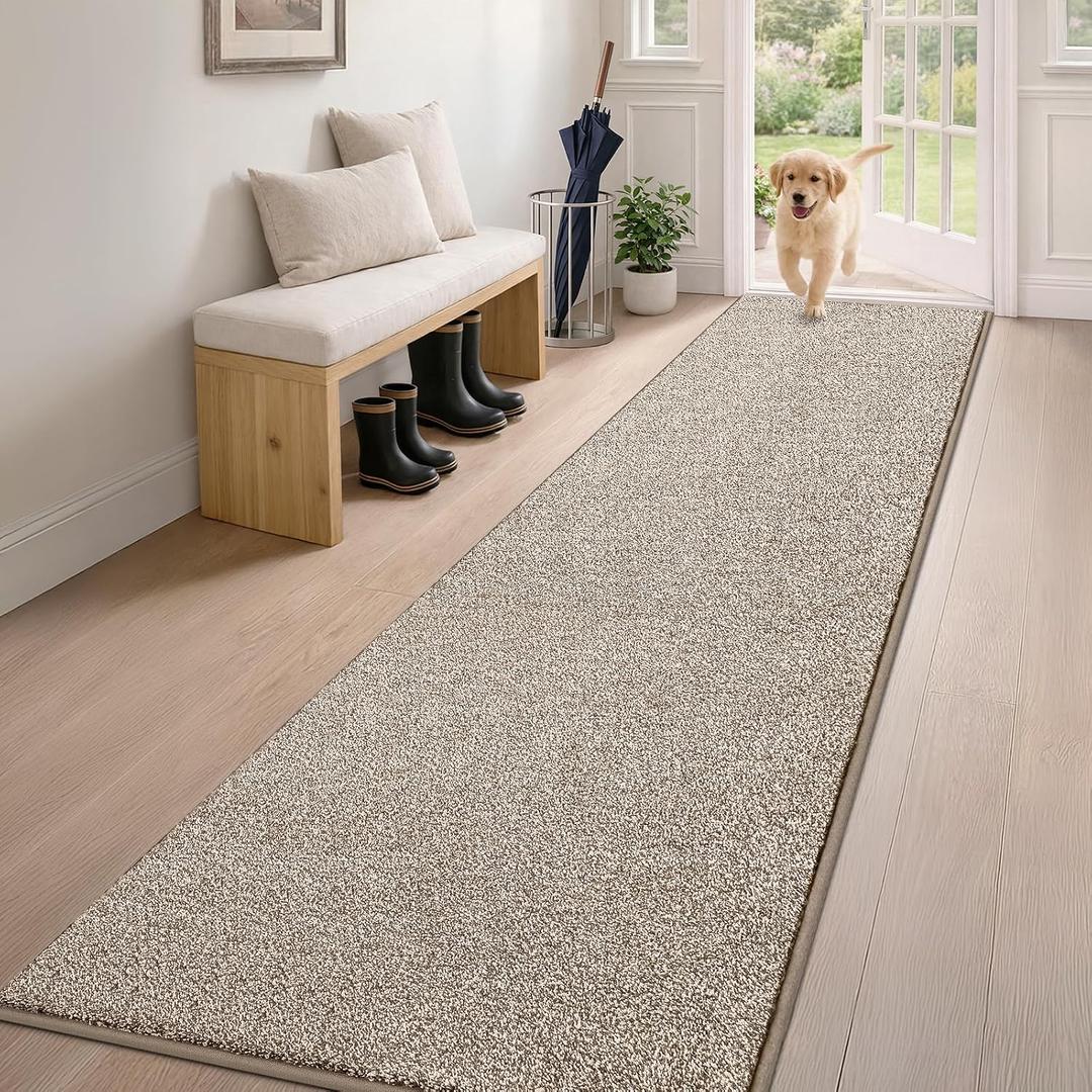 PURRUGS Hallway Runner Rug, 24" x 84", Taupe