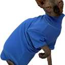 Sphynx Cats Shirt Cat Turtleneck Cotton Sweater Pullover Kitten T-Shirts with Sleeves Cat Pajamas Jumpsuit for Sphynx Cornish Rex, Devon Rex, Peterbald (Small, Deep Blue)