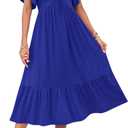 AUSELILY Women's Summer Empire Waist Dress Casual V Neck Short Flutter Sleeve Midi Dresses 2026 (S)