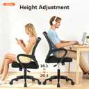 BestOffice Ergonomic Office Chair | Mid-Back Swivel Desk Chair | Dark Black, 18 inches x 18 inches x 38 inches