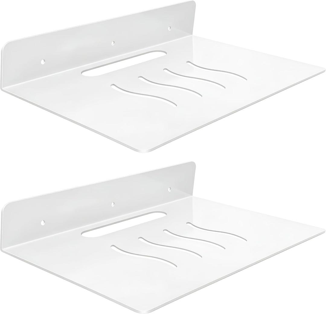 Steel Floating Shelves for Wall,Small Wall ShelfSuitable for Bedroom, Living Room, Bathroom, Kitchen, Office (White, 2Pack 9.06x6.89 in)