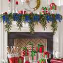 Hollyone 20 Pcs Glitter Christmas Tree Picks and Sprays Artificial Eucalyptus Branches 13" Blue Eucalyptus Leaves Picks Stems for Christmas Tree DIY Garland Wreath Crafts Home Decoration