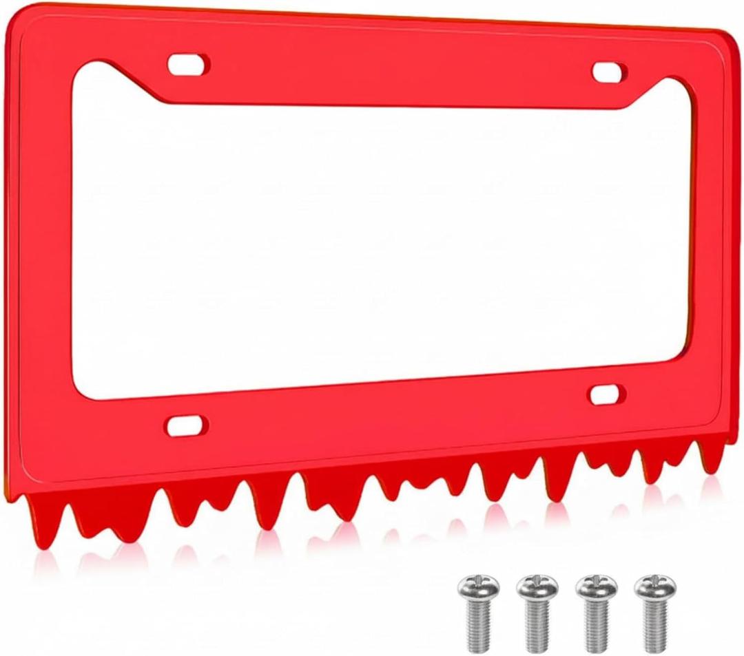 Timtin 1 Sets Red Acrylic License Plate Frame Cover with Screws, Fits Standard 6" x 12" Inches Car Plate, Transparent Universal Car Tag Frame Holder Accessories