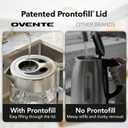 OVENTE Electric Kettle, 1.8L Tea Kettle Cordless with Borosilicate Glass Water Boiler, Stainless Steel Base, Acrylic Handle, 1500W Fast Boil Electric Kettle, Easy Fill Lid, Auto Shutoff, Silver KG911S