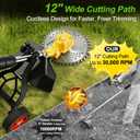 2026 New 30000 RPM Brushless Cordless Weed Wacker with Wheels, 12-Inch Battery Powered Electric Weed Eater, 4-in-1 Grass Trimmer, Brush Cutter, Stringless Weed Trimmer & Lawn Edger (1, Yellow)
