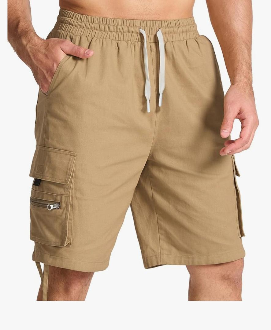 Mens Cotton Cargo Hiking Shorts with Multi Pockets Summer Outdoor Work Casual Shorts S