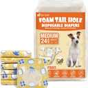 Pet Soft Female Dog Diapers - Disposable Dog Diapers with Adjustable Foam Tail Hole, Cat & Puppy Diaper for Dogs in Heat or Incontinence, Medium (24Pcs, Yellow)