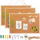 Lyellfe 3 Pack Cork Boards for Walls, 24''L x 16''W Large Bulletins Board with Frame, Push Pins, Thick Notice Board for Office School Home Decor, Two-Side Cork