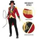 fun shack Ringmaster Costume for Men, Circus Ring Master Outfit, Carnival Costume for Themed Events and Parties (Large, Red)