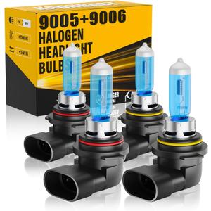 Halogen Headlight Bulbs Fit For 2004-2015 Honda Civic,9005+9006 High Low Beam Headlamp Lights Upgraded Kit,55W 12V White light bulb,IP68,Plug n Play,4-Pack