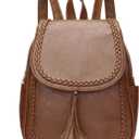 KKXIU Fashion Small Synthetic Leather Backpack Purse For Women and Ladies with Tassel (Medium, Z-brown)
