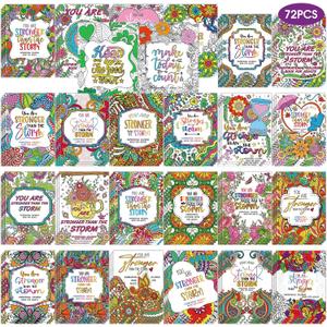 Sinload 72 Pcs Motivation Coloring Book Bulk for Adult, DIY Coloring Book for Drawing with Flower Motivational Words for Stress Relief Party Favors Goodie Bag Filler