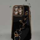 Caseative for iPhone 12 Pro Max Case,Cute Plating Love Heart Wrist Strap Chain Bracelet Phone Case (Black)