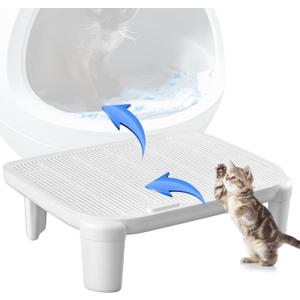 Cat Litter Ramp Trapper for Cat Litter Box Easy Cleaning Step and Stair Easy Entry for Elder Kitten Compatible with Various Models Trash Box (White,19.7"x 16"x 5.91")