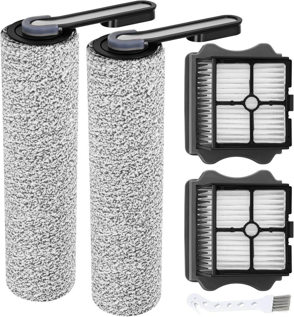 Floor ONE S5 Brush Roller Replacement Parts for Floor ONE S5/Floor One S5 Pro Smart Cordless Wet Dry Vacuum Cleaner, 2 Pack Brush Rollers and 2 Pack Vacuum HEPA Filters