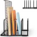Heavy-Duty 5-Slot Cutting Board Organizer Rack, Space-Saving Kitchen Storage for Cutting Boards, Bakeware, and Cookie Sheets (BLACK - 1 pack)