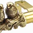 1 Inch Single Curtain Rods 36 to 72 Inches Adjustable Drapery Rods for Window width 24 to 68 Inches, Twin Birds on Twig Finials, Brushed Gold