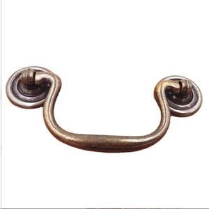 4-Pack 3.23" Hole Centers Antique Black Hanging Ring Puller Drawer Pull Handle Cabinet Knob Gooseneck Puller Wardrobe Handle for Dresser Screw Pitch 82mm (4,Antique Brass)