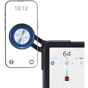 BASENOR Tesla Phone Mount Magnetic Holder for Model Y 3 [Strongest Magnet Power] 360° Swivel Car Mount for Tesla Accessories Fit All iPhone Android with Magnetic Ring (Not Fit Model 3 Highland)