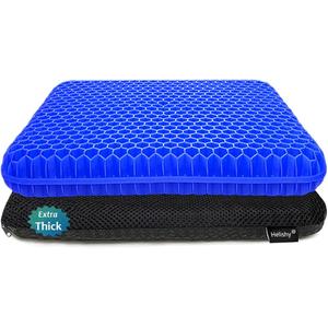 Gel Seat Cushion, Office Seat Cushion Chair Pads for Office Home Car Wheelchair Long Trips - Extra Thick Gel Cushion for Pressure Sores, Tailbone, Back, Sciatica Pain Relief (Extra Thick, Blue) (16.5 x 14.5 x 2 inch)