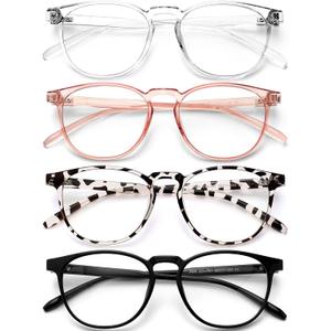 Blue Light Blocking Glasses for Women/Men - 4-Pack Computer Reading/Gaming/TV/Phone Glasses, Anti-Glare