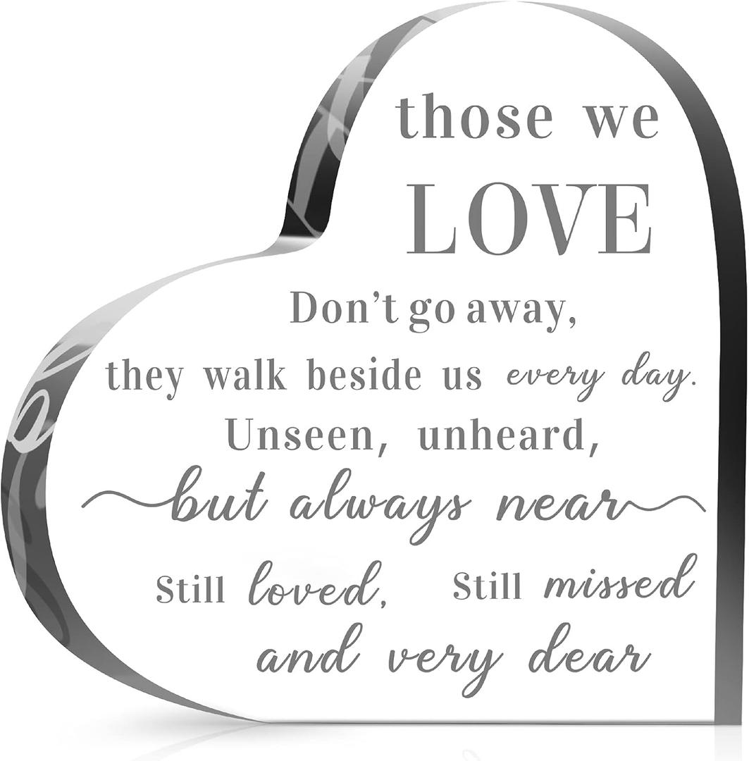 Jetec Bereavement Gift Acrylic Heart Sympathy Memorial Condolence Grief Gift for Loss of Loved One Remember Me Grieving Present for Men Women Remembrance Table Decor(6 x 6 x 0.6 Inch)