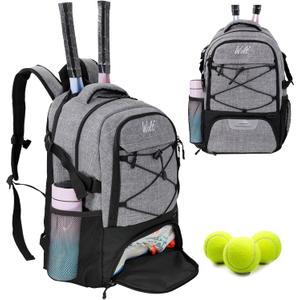 WOLT Tennis Bag - Large Tennis Racket Backpack for Men & Women - Ventilated Shoe Compartment - Holds 2 Rackets