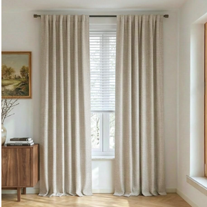 NICETOWN 100% Blackout Linen Curtains 90" Long for Bedroom, Thermal Insulated Living Room Curtains with Liner, Farmhouse Style Linen Blend Window Draperies for Dining Room (2 Panels, 52" W, Natural)