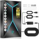 2026 Upgraded TV Antenna, 3500+ Miles Long Range Indoor Outdoor HDTV Antenna with Amplifier Signal Booster, 26FT Coaxial Cable, Supports 4K 8K 1080p Digital Reception for Smart & Older TVs