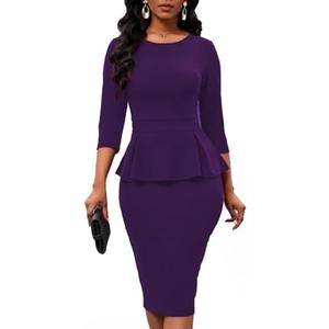 Women's Bodycon Pencil Dress Church Teacher Office Modest Business Wear to Work Sheath Suiting Dresses Size XL