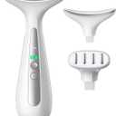 Facial and Neck Massager for Face, Neck & Eye - Skin Lifting & Firming - Wrinkle & Dark Circle Reducer - at Home Skin Care Face Sculpting Tool and Neck Massager (Dual Head, White-dual Head)