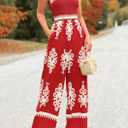 PRETTYGARDEN Women's Summer Boho Jumpsuits One Piece Beach Vacation Outfits Spaghetti Strap Wide Leg Pants Rompers (Red Apricot Floral,XX-Large) Red