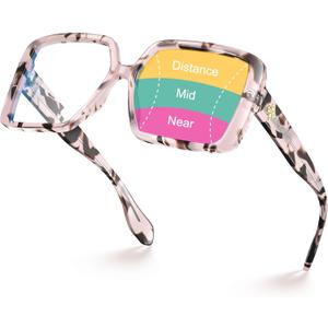 VISOONE Oversized Progressive Multifocal Anti-Fog Reading Glasses with Blue Light Blocking Fashion Readers Women Harvard (Petal Pink Tortoise)