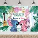 Okelaucfh Stitch and Angel Gender Reveal Party Background Jungle Leaves Theme Background 5 x 3ft Baby Shower Tropical Hawaii Photography Backdrop Party Decorations