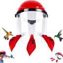 Hummingbird Feeder Helmet | Hands-Free Outdoor Bird Feeder | 3 Feeding Ports | Adjustable Headband | Lightweight & Durable PVC, Red
