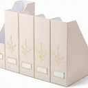 AmazingSpark 5 Pack Magazine File Holder Office Desk Storage Holder Set Vertical Desk Cardboard Organizer for Office Home Classroom Organize Your File Magazines Paperwork Books or Binders (Beige)