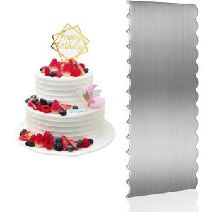 9 Inch Stainless Steel Cake Scraper, Cake Decorating Tools Sided Patterned Edge Stripe Smoother Frosting Scraper Decorating Comb for Mousse Butter Cream Tall Cake Pastry Decoration (SC-2)